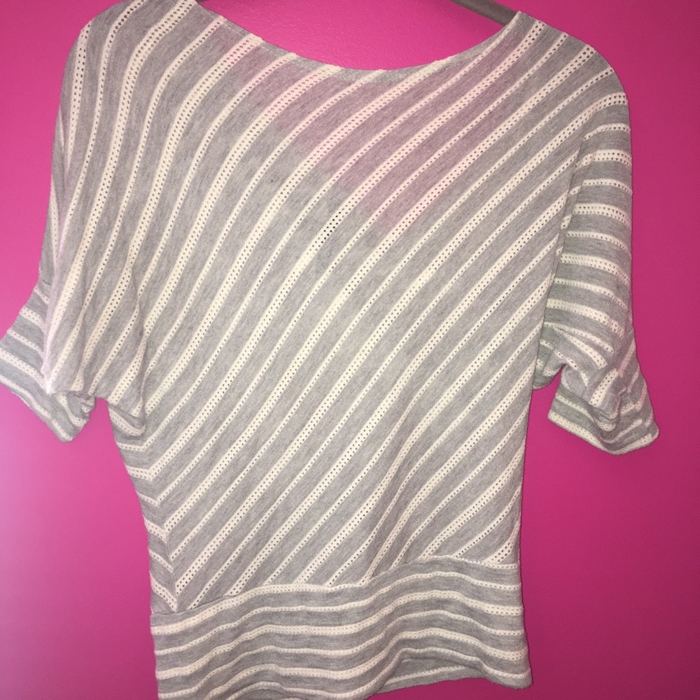 Size small gray and white stripe top